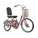 Dreirad-Fahrrad, Outdoor, 3-Rad-Dreirad für Erwachsene, Rahmen aus Kohlenstoffstahl, Trike-Fahrrad für Erwachsene, Radfahren mit Einkaufskorb für Erwachsene, Frauen, Männer, Training, Einkaufen, Ra
