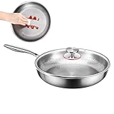 Titanpfanne - Titanpfannen Zum Kochen | Titan -Bratpfanne | Pure Titanium Fritting Pans | Paan Mit Deckel Anbraten | Kratzer-resistente Pfanne Für Küchen Im Freien Kochgrill-Pfannkuchen Zum Rohen Mach