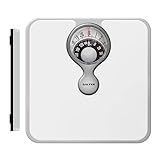Salter 484 WHDR Personenwaage mechanisch - Analoge Körperwaage mit Lupe, Badezimmerwaage, max 133 kg, kompakte Waage, einfach ablesbare Anzeige, keine Batterien, analog, Gewicht in kg, st/lbs, weiß