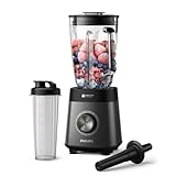 Philips Mixer der Serie 5000 – 1200 W Motor • ProBlend Plus Technologie • Spülmaschinenfeste Teile • Automatisierte Reinigung • 2L Fassungsvermögen • Schwarz (HR3041/00)