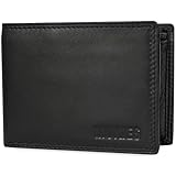 MOKIES Premium Leder Geldbörse Herren - extra stabile Doppelnaht - Querformat mit 9 Fächer - RFID - Portmonee für Männer - Brieftasche Geldbeutel Wallet (G305 Schwarz)