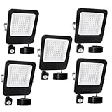 JBdusn 50W LED Strahler mit Bewegungsmelder Außen, 5 Stücke Außenlampe 6500K Kaltweiß Superhell Fluter Scheinwerfer Licht, IP65 Wasserdicht Außenstrahler Flutlicht für Garten, Innenhöfe, Garage