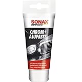 SONAX Chrom+AluPaste (75 ml) poliermittelhaltige Pflegepaste zur Beseitigung von Korrosion, angelaufenen und blinden Stellen | Art-Nr. 03080000
