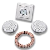 Busch-Jaeger (Original) Unterputz Bluetooth-Radio 8217U alpinweiß Komplett-Set Balance SI +2x Deckenlautsprecher (Feuchtraum/Badezimmer) Einbaulautsprecher+Radio+Abdeckung+Rahmen+20m Lautsprecherkabel