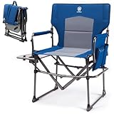 EVER ADVANCED Campingstuhl Faltbar 180KG Belastbar Regiestuhl Klappbar, Kompakter Klappstuhl mit Seitentisch, Regiestuhl Faltstuhl mit Seitentasche für Camping, Angeln, Festival, Outdoor