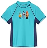 BesserBay Kinder Rundhals UPF 50+ Badeshirt Blau Bademode Swimsuit UV Shirt mit UV-Shutz Rashguard 140