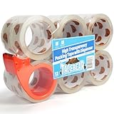 TAPEBEAR Verpackungsklebeband mit Spender, 68um stark, 48mm x 50m – Hochtransparentes, stark haftendes Klebeband zum Kartonschließen, Versand, Paketversand & Lagerung