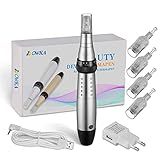 BOWKA Elektrischer Derma Pen Microneedling Pen,inkl. 4 Stück 12 Pin Nadelnpatrone 0,25mm-2,0mm 5 Geschwindigkeit für Gesicht Hautverjüngung, Anti_Akne, Anti_Falten,Anti_Narben (blau)