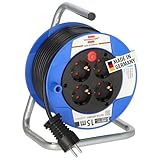 Brennenstuhl Garant Kompakt Kabeltrommel/Kabeltrommel mit 4 Steckdosen (15m Kabel in schwarz, aus Spezialkunststoff, Made in Germany)