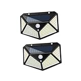DIYEAH 2Stücke Solarleuchten Für Außen Mit LED Bewegungsmelder Wandleuchten Und Drahtlos Für Vordertür Garage Und Garten Schwarz