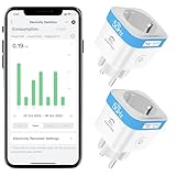 EIGHTREE WLAN Smart Steckdose 2.4GHz&5GHz, Smart Home WiFi Steckdose Kompatibel mit Alexa/Google Home/SmartThings, Stromverbrauch Messen, Zeitplan, APP Fernsteuerung, 16A (2er Pack)