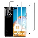 Jinshiweikai Pack of 4, 2 x Tempered Glass Screen Protector for HUAWEI P40 Pro Plus and 2 x Kameraschutzglas für die Rückseite,3D-Vollabdeckung, 9H Härte, Kratzfest, Ultradünn， HD-Klarheit