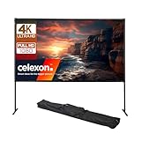 celexon basic Falt-Rahmen-Leinwand 100' | 221x124 cm 16:9 | mobile Beamerleinwand für Heimkino und Outdoor-Projektionen | transportable 4K-Leinwand mit Ständer auch variabel als Rahmenleinwand nutzbar