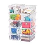 Iris Ohyama, Kunststoff-Aufbewahrungsbox mit Riegeldeckel, 10er-Set, CNL-5, Transparent