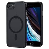 XTCASE Hülle für iPhone 8 / iPhone SE 2020/2022 Magnetisch kompatibel mit Magsafe, Matt Transluzente Handyhülle für iPhone 8 / iPhone SE 2020/2022 Kratzfeste PC + TPU Bumper - Schwarz