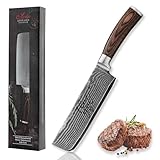 Damastmesser Brotmesser mit Wellenschliff I scharfe 20 cm Klinge aus 67 Lagen Damaststahl mit VG10 Kern und Griff aus Pakkaholz I Profi Küchenmesser und Kochmesser Brotmesser (mit Logo Gravur)