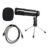 DIKACA 1Satz USB Kondensatormikrofon mit Stativ für Laptop und Desktop PC Mehrzweck Mikrofon für Podcasts Voice Over und Robuste Unterstützung und Klangwiedergabe