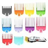 Muepuu Haarschneideraufsatz, 10Pcs Aufschiebekämme für Schermaschine, 1mm-15mm Clipper guards, Farbiger Clipper aufsätze, Aufschiebekämme Kammführung, Haarschneidemaschine Kämme Limit Kamm Set Ersatz