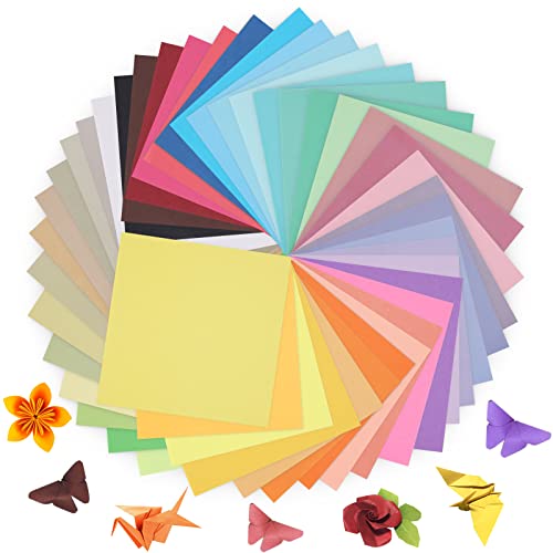 Origami Papier 50 Farben 100 Blatt 15 x 15 cm - Doppelseitiges farbiges Origami-Set zum Basteln und Gestalten
