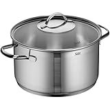 Silit Achat Kochtopf groß 24cm, Glasdeckel, Fleischtopf Induktion 5,6l, Edelstahl teilmattiert, unbeschichtet, backofengeeignet