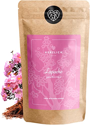 Lapacho Tee - 100% innere Lapacho Rinde - Tee-Qualität - pau d'arco - naturbelassen aus kontrolliertem Anbau - per Hand geprüft und abgefüllt in Deutschland | Herzlich Natur (100g)