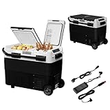 WOLTU Kompressor Kühlbox elektrisch Gefrierbox 50L Dual Zone mit App-Steuerung USB-Anschluss, 12 V/24 V, Mini Kühlschrank Gefrierschrank Kühlung bis -20°C für Auto Boot Camping,mit Adapter für Kühlbox