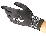 Ansell HyFlex 11-840 Professionelle Arbeitshandschuhe, Rutschfeste Nitril-Beschichtung, Industrie-Schutzhandschuhe für Mechanik und Werkstatt, Montagehandschuhe, Schwarz, Größe L (1 Paar)