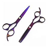 BGFYUSF Scheren zum Haareschneiden， 6 Zoll， farbiges Friseurscheren-Set， Haarschnitt， Effilierschere， Friseurschere， Haarschneideset，Purple Set-B