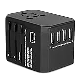 Reiseadapter Reisestecker Weltweit 224+ Ländern 5.6A Fast Charge Universal Travel Adapter mit 4 USB Ports+Typ C und AC Steckdosenadapter Internationale Netzadapter für USA EU Deutschland Thailand Usw