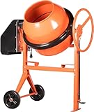 SIRL B135 Profi Betonmischer 230V Mischmaschine Beton Zementmischer Mörtelrührer (125 Liter Trommelvolumen, 650 Watt Motorleistung, Zahnkranz aus Gusseisen, Zahnkranzschutz, IP45, Fußbremse) orange