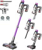 Suafsu Akku Staubsauger Kabellos 550W 45000Pa - Langer Laufzeit mit LED Display und Anti Tangle Bürste, Selbststehender Staubsauger Für Hartböden Teppiche Tierhaare