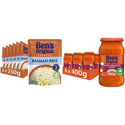 Ben's Original - Multipack - Express-Reis Basmati Reis (6 x 250g) I Sauce Rotes Cremiges Curry (6 x 400g), 12 Packungen (6 x 250g I 6 x 400g)