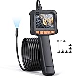 Endoskopkamera mit Licht, QIMIC Endoskop 1080P HD Rohrkamera Kanalkamera mit 8 LEDs, 2.4' IPS IP67 Bildschirm Inspektionskamera Livebild mit 2X Zoom Halbstarres Kabel 16.4FT, 2000mAh Akku