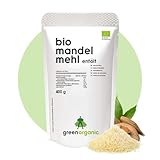 BIO PREMIUM MANDELMEHL – weiß, lower-Carb, glutenfrei, vegan, entölt, proteinreich, ballaststoffreich, Paleo Superfood, nachhaltig und fair angebaut (400g)