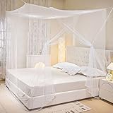 LINSOCLE Moskitonetz Bett, Moskitonetz Doppelbett, Moskitonetz für Bett mit Tür 200x200x180cm, Quadratische Moskitonetze, Mosquito Net Bed für Zuhause, Camping Geeignet, Reisen