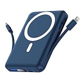 Yiisonger Magsafe Powerbank 10000mAh, Wireless Magnetische Powerbank 22.5W PD Schnelles Laden mit LED-Display und USB-C Ladekabel Externe Akkupack für iPhone 15/14/13/12 Pro Max/Pro/Plus (Blau)