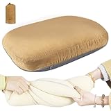 Camping Kopfkissen Komprimierbares Kissen, Reisekissen Mit Abziehbarem Kissenbezug, Nackenkissen Aus Memory-Foam, Komprimierbar Reisekissen Für Camping Und Rucksackreisen (Khaki)