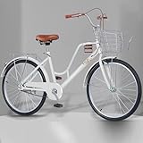 Comfort Cruiser Bike für Erwachsene mit Getränkehalter, Stahl-Heckträger, versteckte Bremsleitung, verstellbarer Sitz, Singlespeed, Vorder- und Hinterradbremsen - ideal für Stadt- und Strandfahrten
