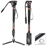 Einbeinstativ, Cayer FP34DV 71 Zoll Professionelles Einbeinstativ Stativ Aluminium Einbeinstativ mit flüssigem Schwenk-Neige-Kopf für Canon Nikon Sony Olympus Panasonic DSLR-Kamera