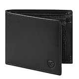 WONSEFOO Geldbörse Herren Leder mit RFID Schutz | Portmonee Slim mit 9 Kartenfächer Wallet Portemonnaie Herren Klein mit Münzfach | Geldbeutel Schwarz