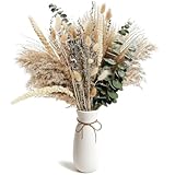 UNIANE 80 Stück Pampasgras Deko,Boho Pampas Gras Trockenblumen Natürliche Schilfblume Eukalyptus Lavendel Getrocknete für Tägliche Esszimmertisch,Wohnzimmer Home,Hochzeiten,Boho-Partydekorationen