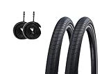 2 Stück Fahrradreifen 26 Zoll Big Apple Set 26x2.15 inkl. Schläuche – Balloon Trekking Reifen 55-559 RaceGuard Pannenschutz Reflexstreifen DV Ventil 40mm – E-Bike & Touren geeignet