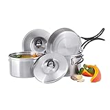 Tatonka Camping-Kochgeschirr Cookset Regular (5-teilig) - Edelstahl-Geschirr mit Pfanne und 2 Töpfen mit Deckeln - Inklusive Transportbeutel - Rostfrei, schadstofffrei & lebensmittelecht, 16 x 9 cm