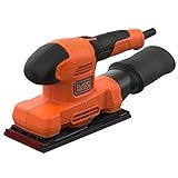 Black+Decker BEW220 Schwingschleifer (150W, Schleifplatten 90 x 187 mm, mit integrierter Staubabsaugung, zum Schleifen/Polieren von großen Flächen, inkl. 1 Schleifpapier K100), Cranberry