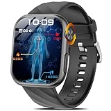 2025 Neue Smartwatch EKG+HRV/Harnsäure/BMI Herren Damen 1,97'AMOLED Gesundheitsuhr mit Telefonfunktion 24H Herzfrequenz SPO2 ΒΙutdruck Körpertemperatur BΙυtｚυcker Schlafmonitor Fitnessuhr(Schwarz)