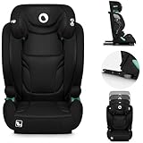 LIONELO IGO I-size Kinderautositz, Gruppe 2 3, von 100-150 cm ISOFIX oder gurtlose Frontbefestigung, Rückenlehne und Kopfstütze verstellbar mit abnehmbarer Rückenlehne aus Memoryschaum Schwarz