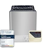 Thermolux Saunaofen 4,5 KW mit Touch-Bedienung ohne Saunasteine, Finnischer Elektro-Heizgerät Saunaheizung Gunmetal, Elektro-Sauna Heizgerät, Sauna-Set