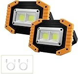 Tekstap LED Baustrahler Akku, Campinglampe Tragbar, 2xCOB 30W 1500LM LED Arbeitsleuchte USB für Garage Outdoor Camping Angeln Notfall Baustellen, 3 Lichtmodi (2 Stück)