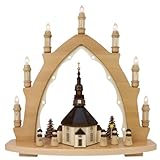 3D Lichterspitze Leuchterbogen Schwibbogen Lichterbogen 7-flammig (Seiffener Kirche hell)