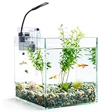 Nobleza - 27L Mini Aquarium Komplettset, Nano Aquarium Stabiles Einsteigerbecken mit LED-Beleuchtung und Eingebautem Filtersystem